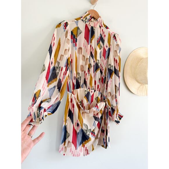 Sézane Sezane | NWT Palerme Dress in Ikat Rainbow | Sz 34 / US Sz 2 - Picture 3 of 13